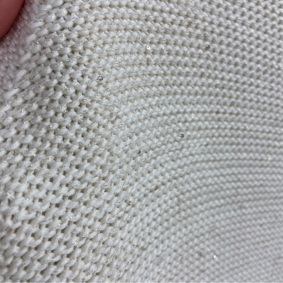 Lafayette 148 Oversized V-Neck Sweater Cotton Silk Ivory with Gold Sequins - Picture 5 of 9